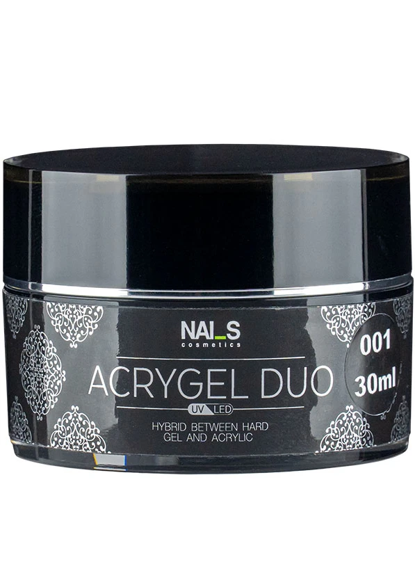   What is “DUO GEL” Acrygel and what problems does it solve?      Combines the modeling comfort of acrygel with the durability of “Quick” gel.    Has the strength and hardness of acrylic.    Provides perfect adhesion, durability, and flexibility at the same time.    Ideal for weak, brittle, or damaged nails.    Creates a strong, long-lasting layer.    Thick consistency – does not flow off the nail.    Easy to use and control – never runs into the cuticle area.    Completely prevents pocket forma...