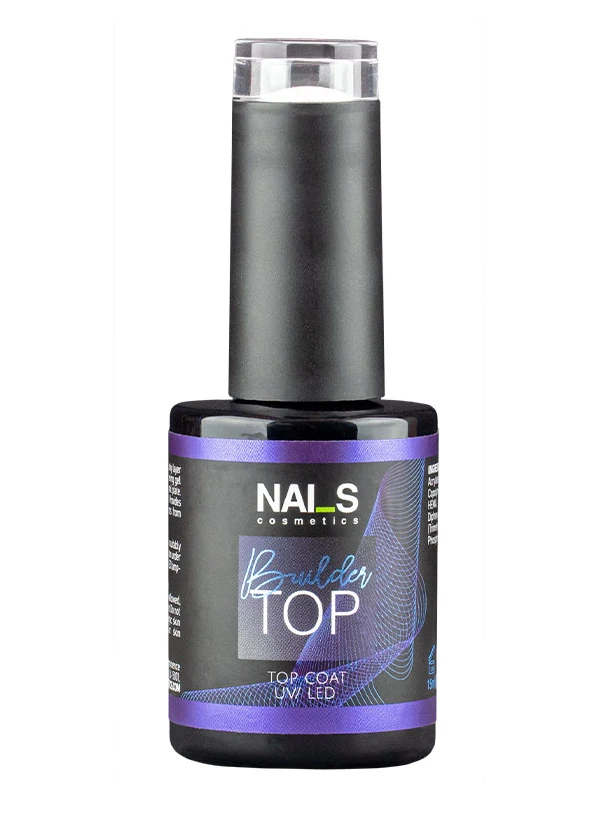  Builder Top – a no-wipe top coat designed to smooth and strengthen gel polish or builder gel surfaces.  Its thicker consistency makes it ideal for sealing and finishing 3D nail designs. With changes in ambient temperature, such as during summer, the texture may become slightly thinner, without affecting the product’s performance or durability.  Provides exceptional long-lasting shine up to the next refill. Does not alter the base color, crack, or yellow, and enhances any gel or polish shade. P...