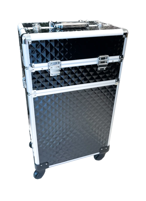   Cosmetic Case – NAILS Cosmetics Black Diamond  A practical case with a textured surface, designed for storing and transporting work materials and accessories.  The case features several compartments, allowing you to organize tools, gel polishes, and other items conveniently. A lightweight and functional solution for home use or mobile technicians.  • Multiple opening compartments  • Suitable for storing nail products and accessories  • Secured with metal latch closures  • Handle for easy carry...