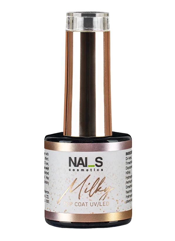 What is a milky effect top coat?No-wipe top coat with a soft, masking milky effect.Medium consistency – easy to apply and self-leveling.Does not yellow or crack.Designed for full nail coverage or modern nail designs.Perfect for creating “Baby Boomer” and “Ombre” effects.Helps mask minor imperfections.Creates a soft, milky French manicure effect.What is this top coat used for?For use over gel polish and gel.For visual smoothing of the nail surface.To create a natural and elegant manicure.For prof...