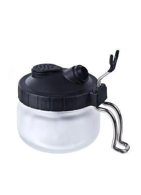 Airbrush cleaning station designed for convenient and safe airbrush maintenance. An essential tool for every airbrush artist. Includes a glass jar and an airbrush holder....