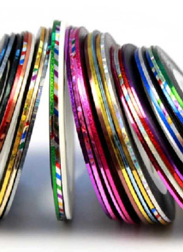Metallic nail art striping tape, designed for creating precise lines, accents, and graphic elements in nail design. Adds an elegant shine and a modern, expressive touch to any manicure. Perfect for both minimalist and creative designs....